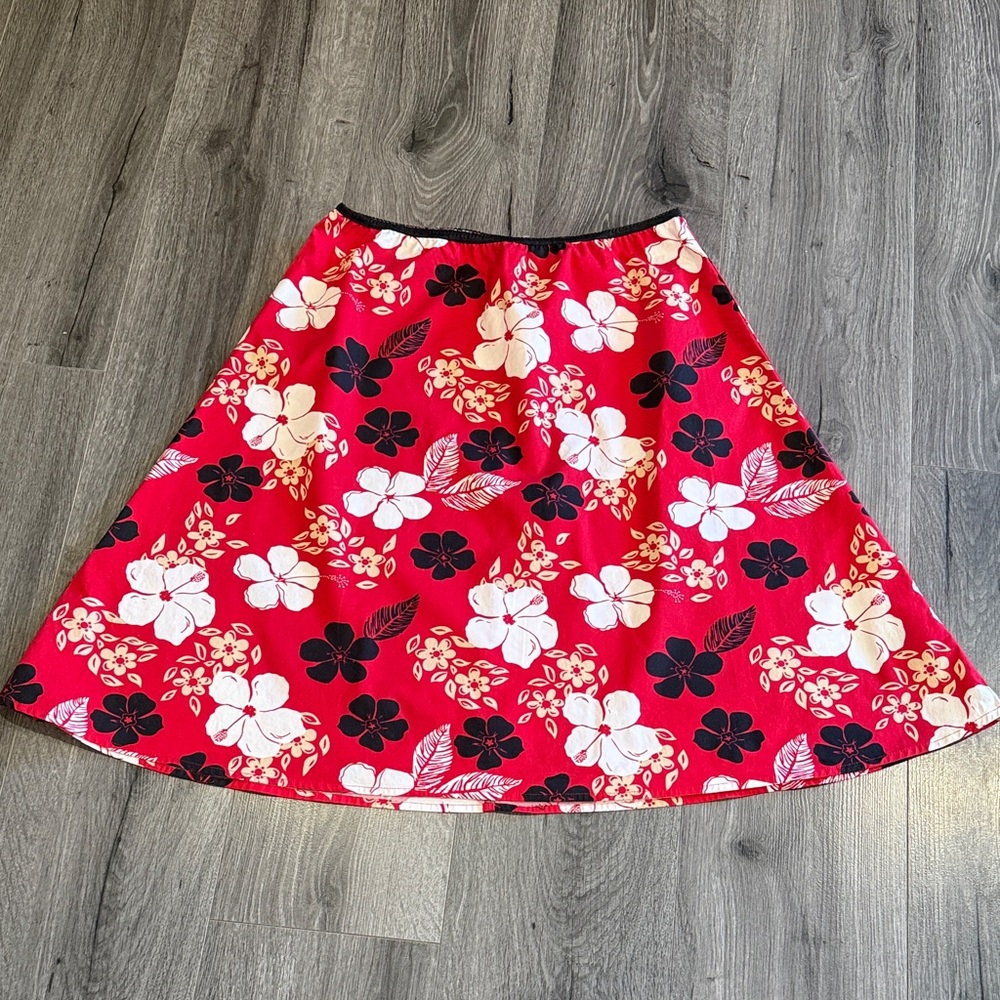 🧨Floral Hawaiian Jonathon Martin A-Line sophisticated Skirt Vacation Ready Red